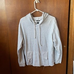 Gray distressed cropped hoodie